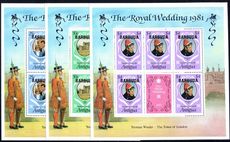 Barbuda 1981 Royal Wedding sheetlets unmounted mint.
