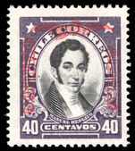 Chile 1928-32 40c black and violet air, with wmk lightly mounted mint.
