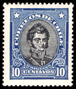 Chile 1928-30 10c black and blue no wmk litho/typo unmounted mint.