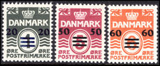 Faroe Islands 1940-41 Provisional rare type II set exceptionally fine unmounted mint, each with Moller certificate.
