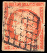 France 1849-52 40c orange 4 margins (small nick on right margin) fine used.
