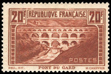 France 1929-33 20f Pont du Gard perf 13 lightly mounted mint.