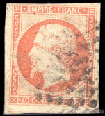 France 1853-61 40c red-orange 3½ margins used.