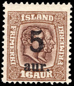 Iceland 1921-30 5a on 16a brown lightly mounted mint.