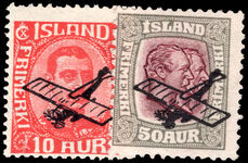 Iceland 1928-29 air set lightly mounted mint 50a no gum.