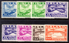 Iceland 1934 Air set including all perf variations lightly mounted mint.