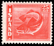 Iceland 1939-45 25a scarlet perf 14 lightly mounted mint.