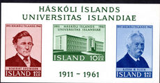 Iceland 1961 50th Anniversary of Iceland University unmounted mint souvenir sheet.