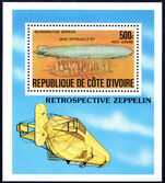 Ivory Coast 1977 History of the Airship souvenir sheet unmounted mint.