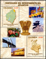 Colombia 2005 Centenary of Atlantico Department souvenir sheet unmounted mint.