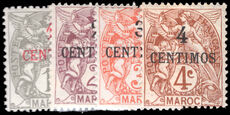 French Morocco 1902-10 part set to 4c lightly mounted mint.