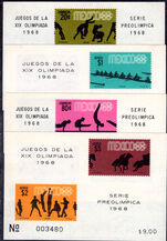 Mexico 1968 Olympic Games (1968) Propaganda (4th series) souvenir sheet set unmounted mint.