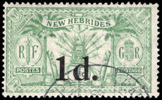 New Hebrides 1924 1d on  d green fine used.