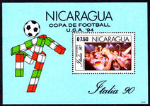 Nicaragua 1991 West Germany Winners of World Cup Football Championship souvenir sheet unmounted mint.