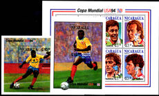 Nicaragua 1994 World Cup Football Championship souvenir sheet set unmounted mint.