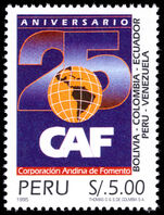 Peru 1995 25th Anniversary of Andean Development Corporation perf 13 unmounted mint.