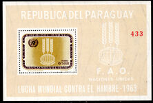 Paraguay 1963 Freedom from Hunger perf souvenir sheet unmounted mint.
