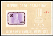 Paraguay 1963 Freedom from Hunger imperf souvenir sheet unmounted mint.