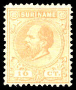 Suriname 1873-88 10c bistre 12½x12 lightly mounted mint.