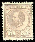 Suriname 1873-88 15c drab lightly mounted mint.