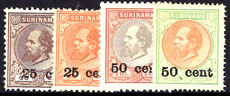 Suriname 1900 William surcharged set lightly mounted mint.
