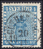 Sweden 1855-58 4s blue fine used.