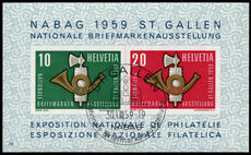 Switzerland 1959 NABAG souvenir sheet fine used.