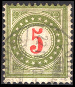 Switzerland 1889-93 5c olive-green and carmine postage due fine used.
