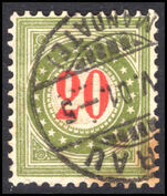 Switzerland 1889-93 20c olive-green and carmine postage due inverted frame fine used.