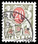 Switzerland 1924-34 20c postage due grilled gum fine used.