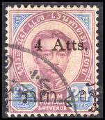 Thailand 1898-99 4a on 24a purple and blue type 46 fine used.