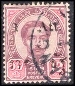 Thailand 1899 1a on 12a purple and carmine type 47a fine used.