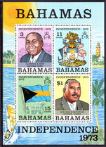Bahamas 1973 Independence souvenir sheet unmounted mint.