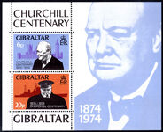 Gibraltar 1974 Churchill unmounted mint souvenir sheet.