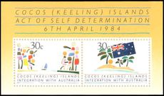 Cocos (Keeling) Islands 1984 Integration with Australia souvenir sheet unmounted mint.