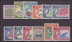 Pitcairn Islands 1957 set lightly mounted mint (3d used).
