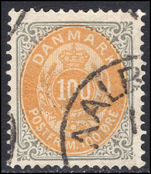 Denmark 1875-1903 100ø  yellow-orange and grey fine used.
