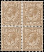 1924-26 1sh Block Cypher block of 4 fine lightly mounted mint.