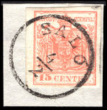 Lombardy & Venetia 1850 15c type II superb example on piece. Signed Ferchenbauer.