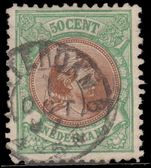 Netherlands 1893-98 50c brown and blue-green perf 11½x11 fine used.