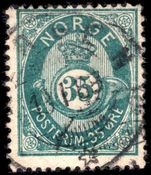 Norway 1877-79 35ø deep grey-green fine used.