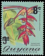 Guyana 1975 8c on 3c Hanging Heliconia unmounted mint.