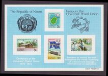 Nauru 1974 Centenary of Universal Postal Union souvenir sheet unmounted mint.
