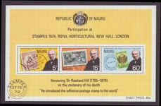 Nauru 1979 Death Centenary of Sir Rowland Hill souvenir sheet unmounted mint.