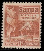 Samoa 1921 1½d chestnut perf 14x13½ fine mint hinged.