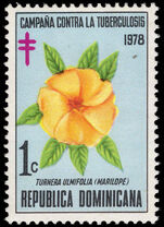 Dominican Republic 1978 Tuberculosis Fund. Turnera Ulmifolia unmounted mint.
