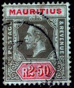 Mauritius 1913-22 2r50 black and red on blue fine used.