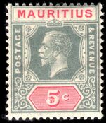 Mauritius 1921-34 5c grey and carmine die II unmounted mint.