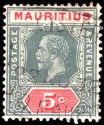 Mauritius 1921-34 5c grey and carmine die I fine used.