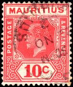 Mauritius 1921-34 10c carmine-red die I fine used.